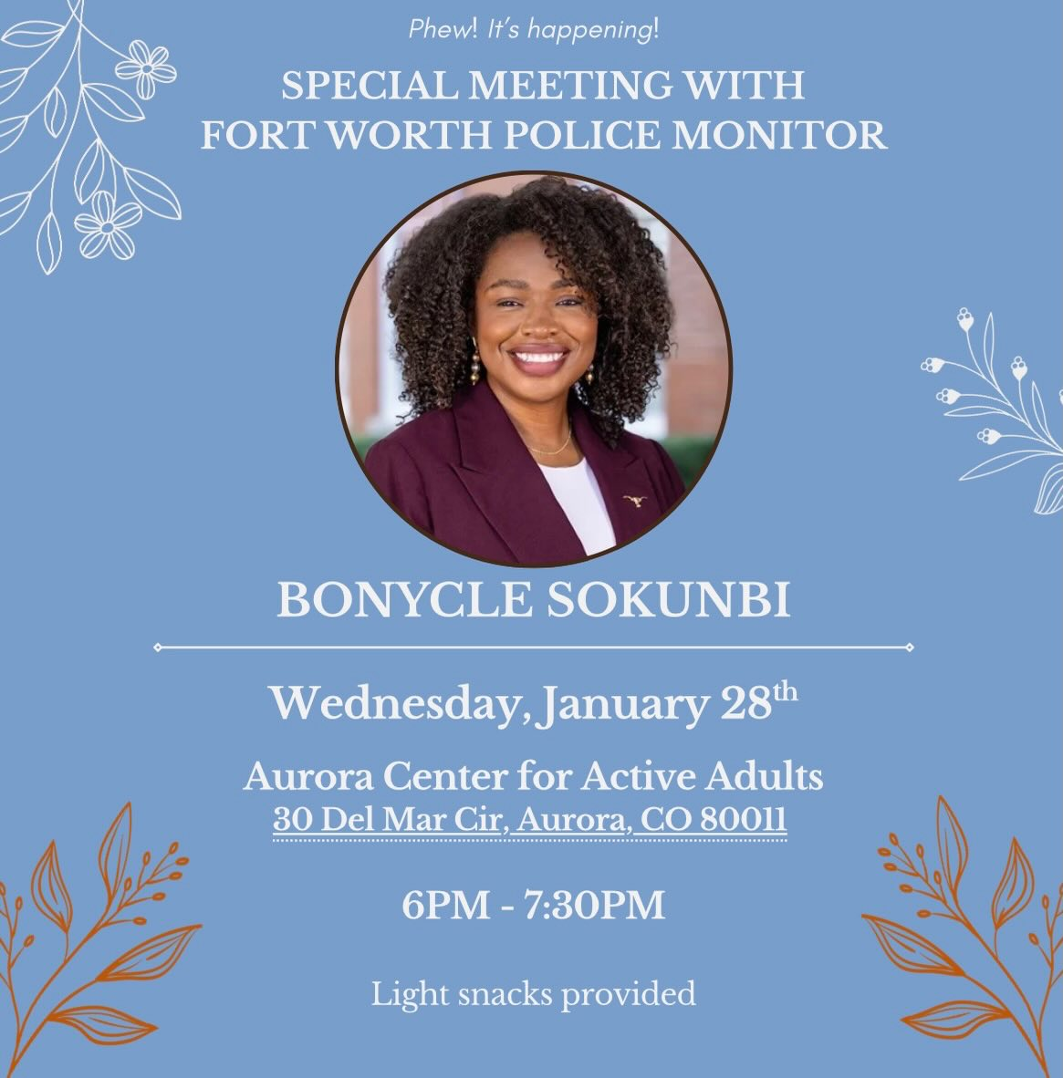 Featured Community Event: Aurora Police Reform Oversight With Guest Speaker Fort Worth, TX Monitor January 28, 2026 event