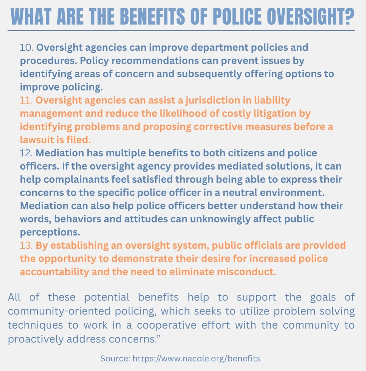 NACOLE Benefits of Police Oversight 2
