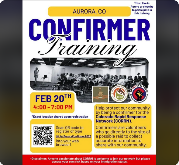 Featured Community Event: Colorado Rapid Response Network Confirmer Training for Aurora Residents February 20, 2026 event