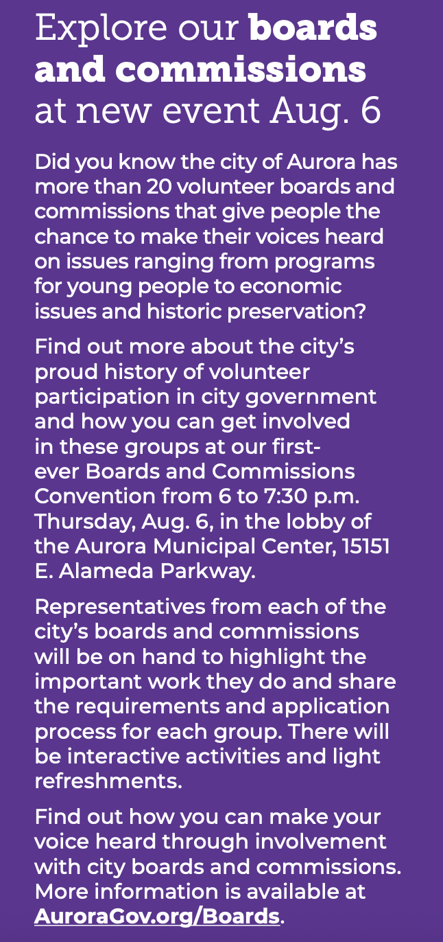 Featured Community Event: City of Aurora Boards and Commissions Convention August 6, 2026 event
