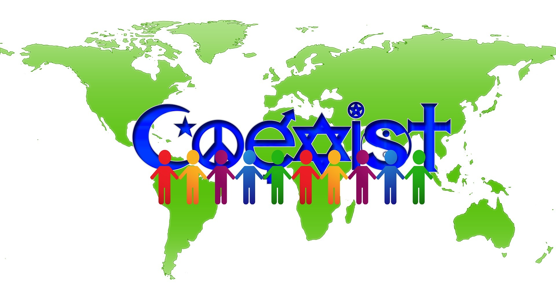 Religion COEXIST with world map