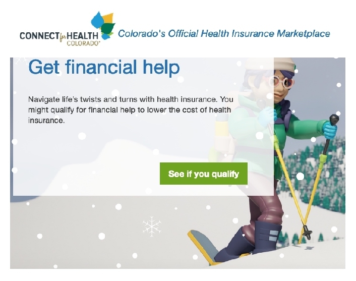 Connect for Health Colorado State Health Insurance Exchange website screenshot