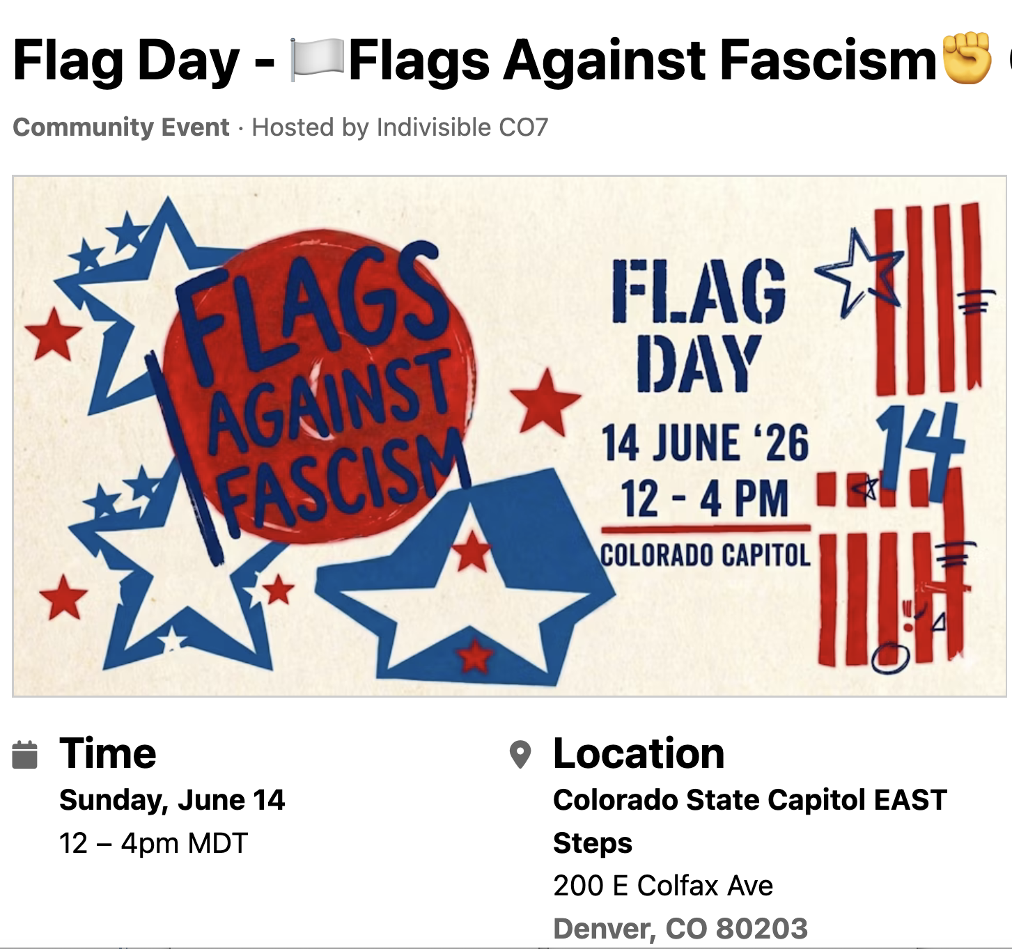 Featured Community Event: Flags Against Fascism Rally June 14, 2026 event