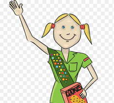 Girl Scout holding cookie box clip art
