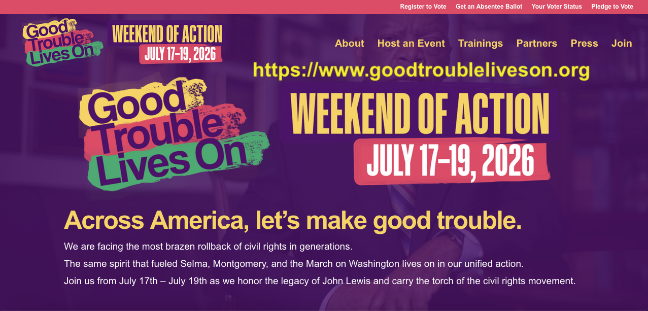 John Lewis Good Trouble Lives On Weekend of Action July 17 - July 19, 2026