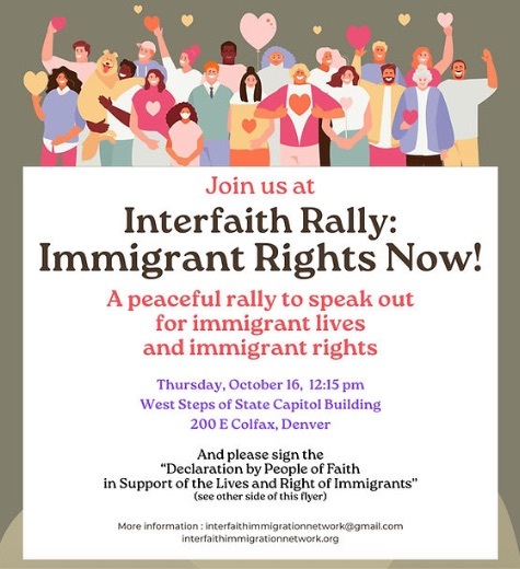 Featured Community Event: Interfaith Immigrant Network Rally in Support of Immigrants October 16, 2025 event