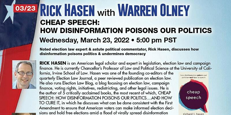 JUDJ Disinformation with Rich Hasen event info
