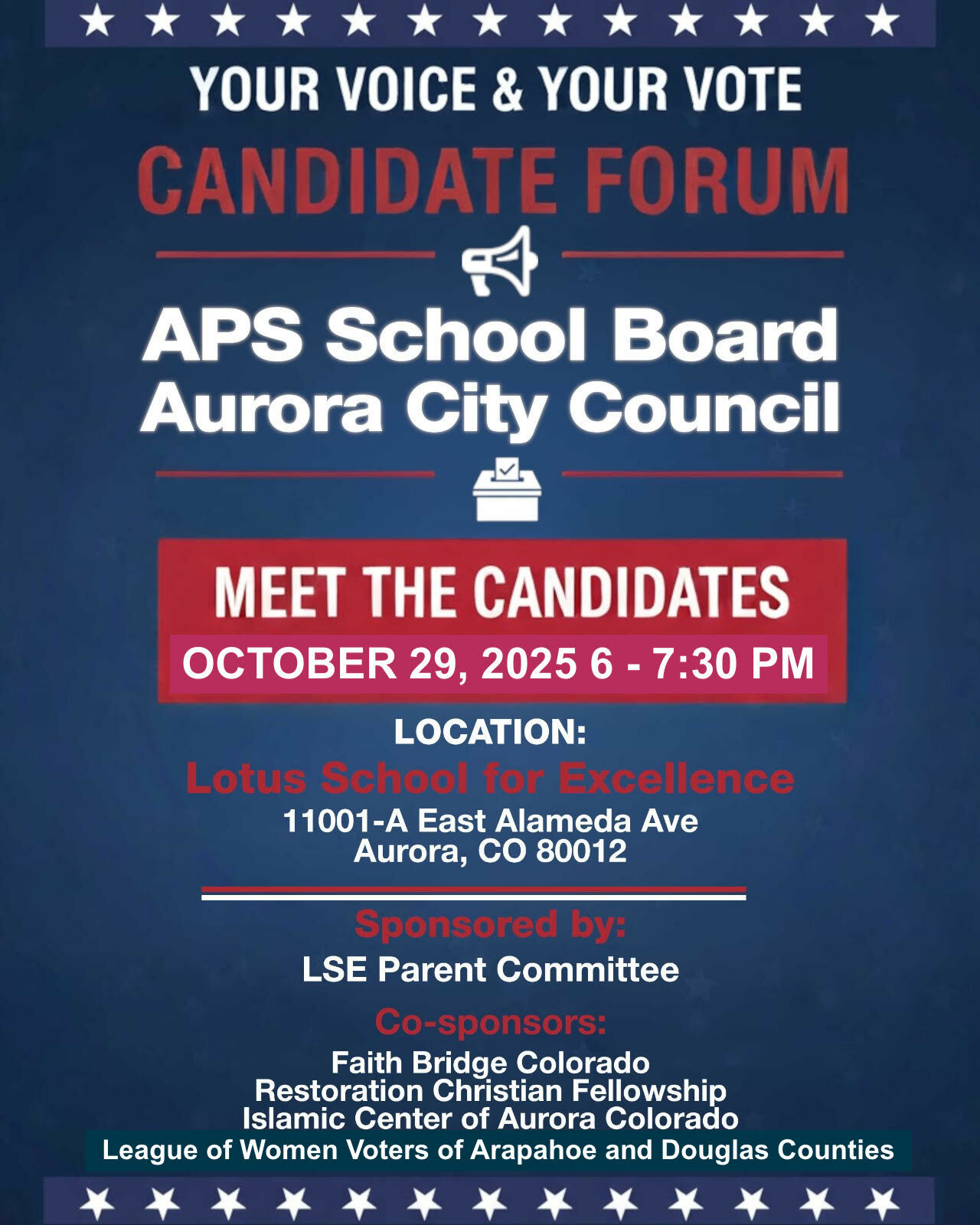Lous School for Excellence candidate forum October 29, 2025 event