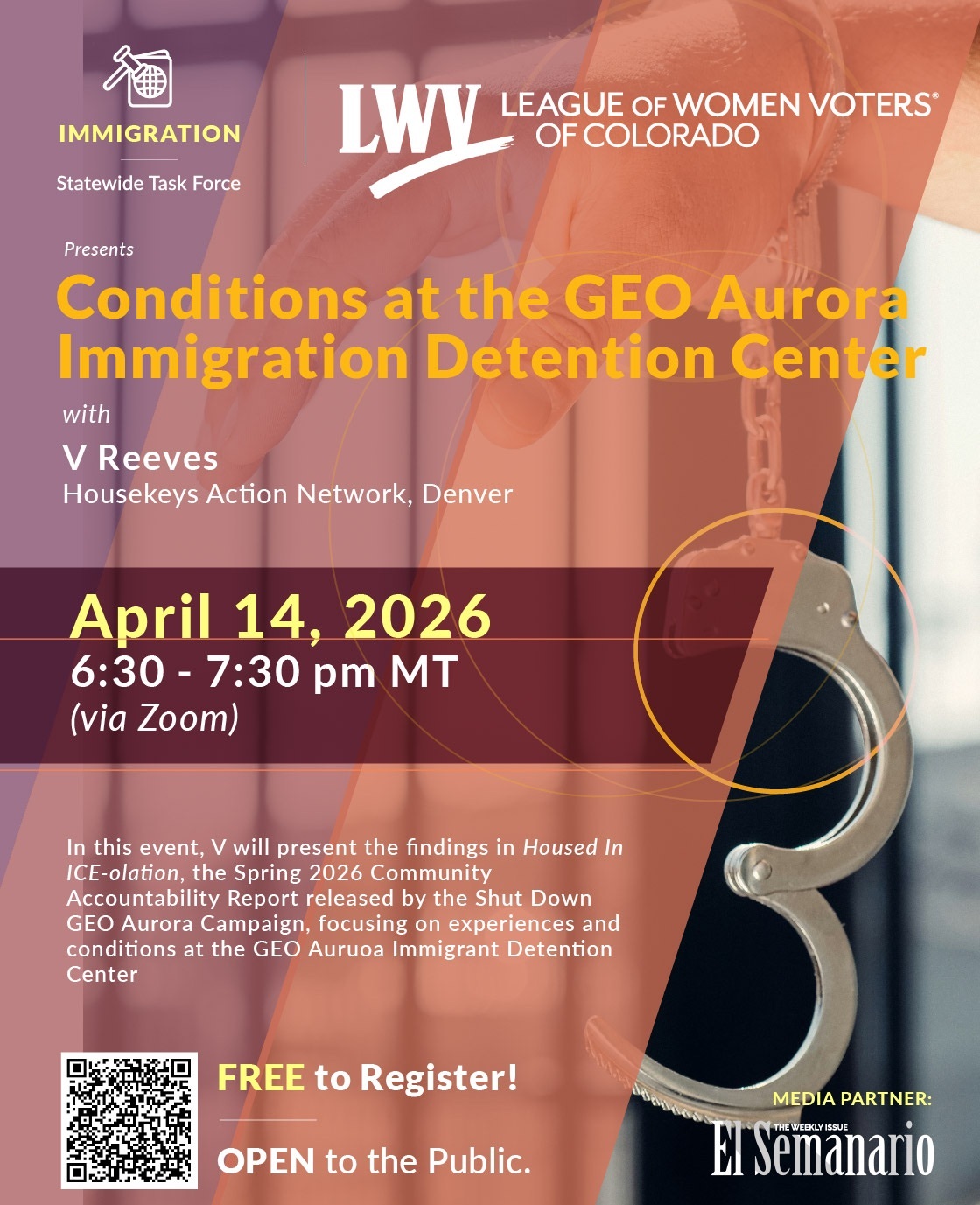 LWVCO Immigration Task Force April 14, 2026 event