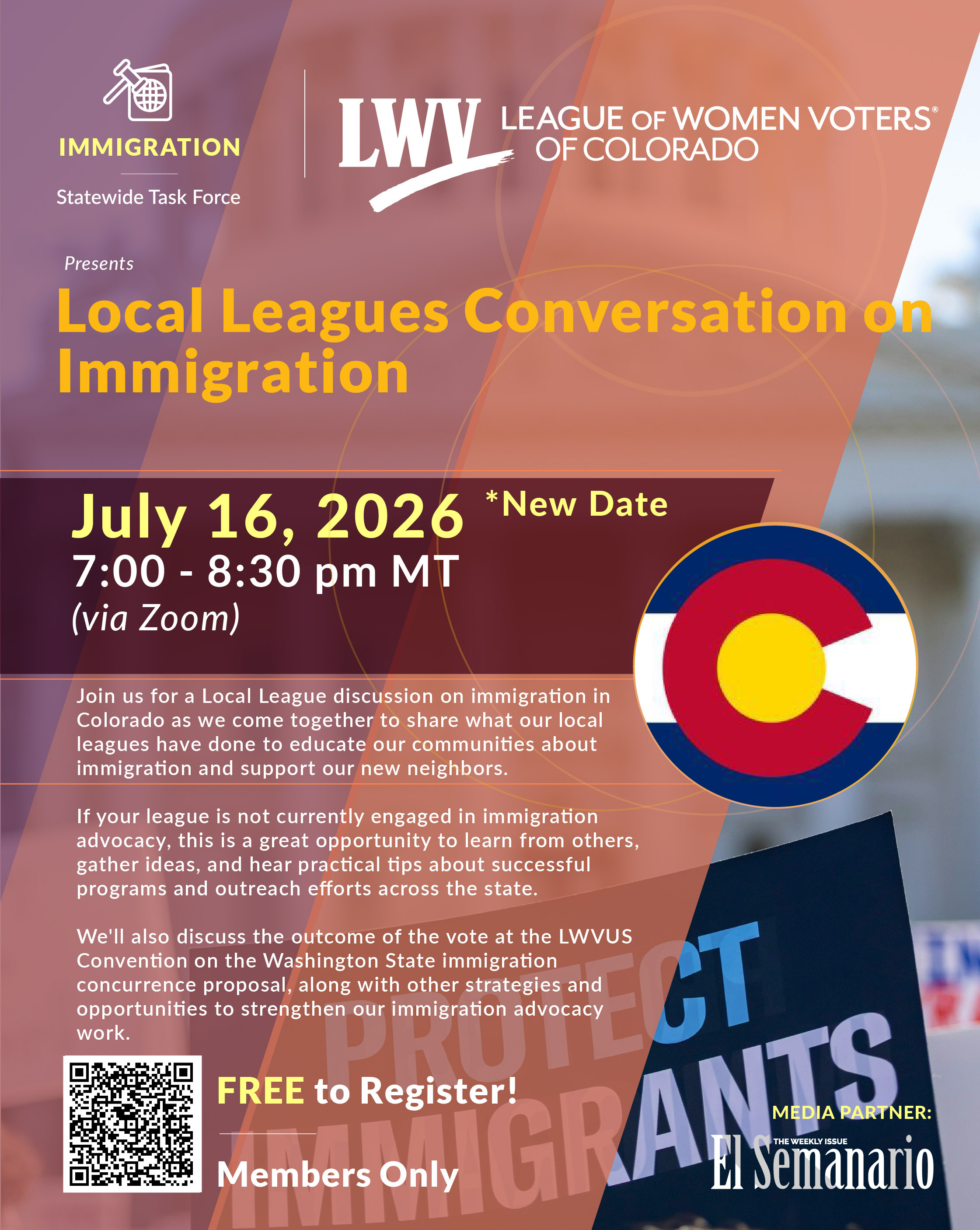 LWVCO Immigration Task Force July 16, 2026 event