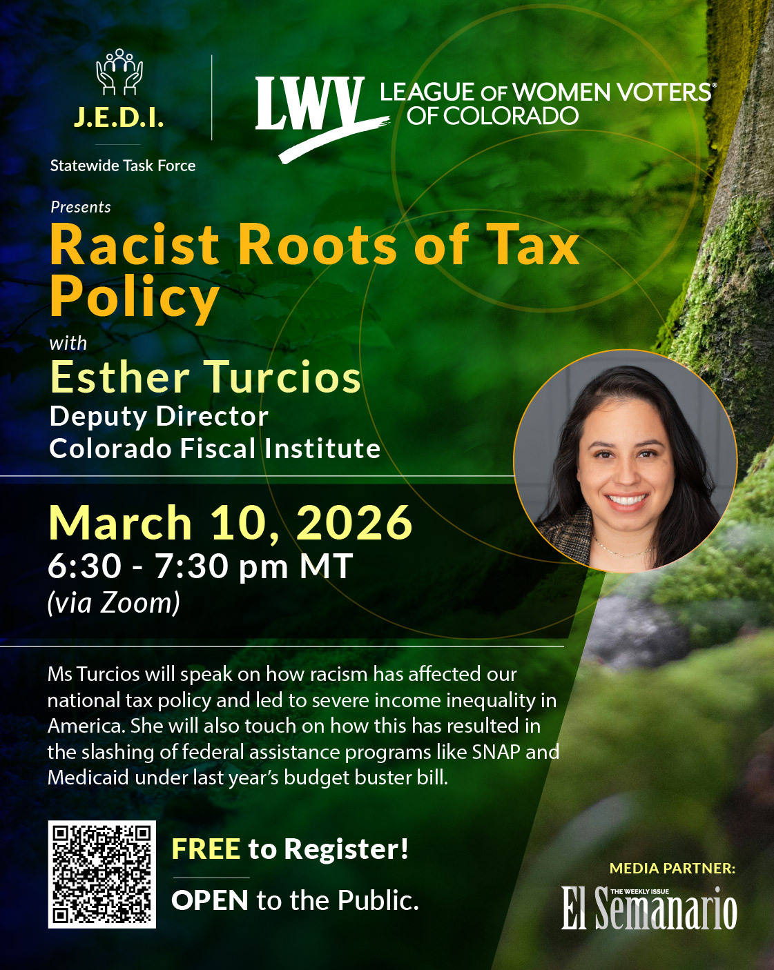 LWVCO Justice, Equity, Diversity, and Inclusion Tak Force March 10, 2026 event