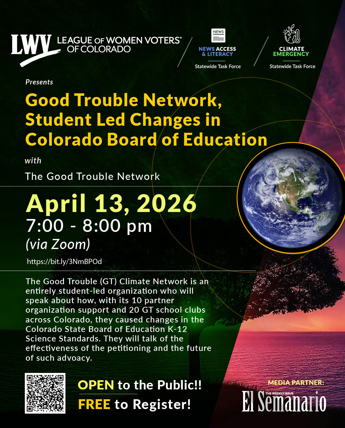 LWVCO Climate Emergency and News Access and Literacy Task Forces April 14, 2026 event