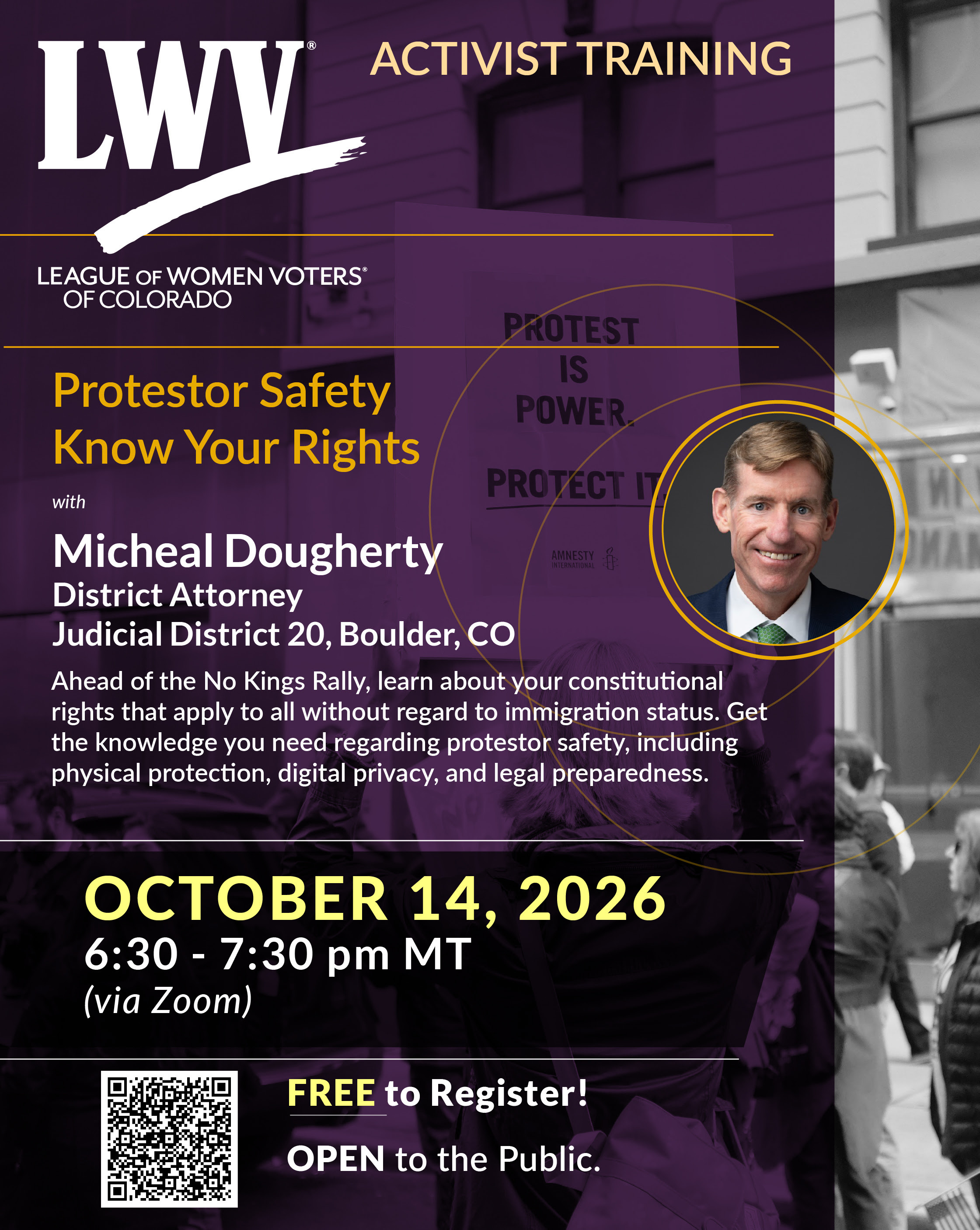 LWVCO Protestor Training October 14, 2026 event