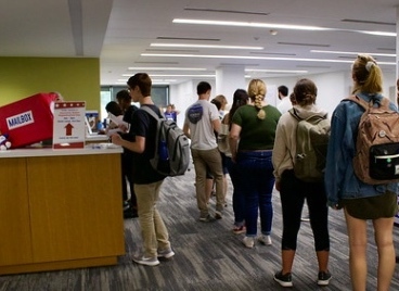 Students in line to vote