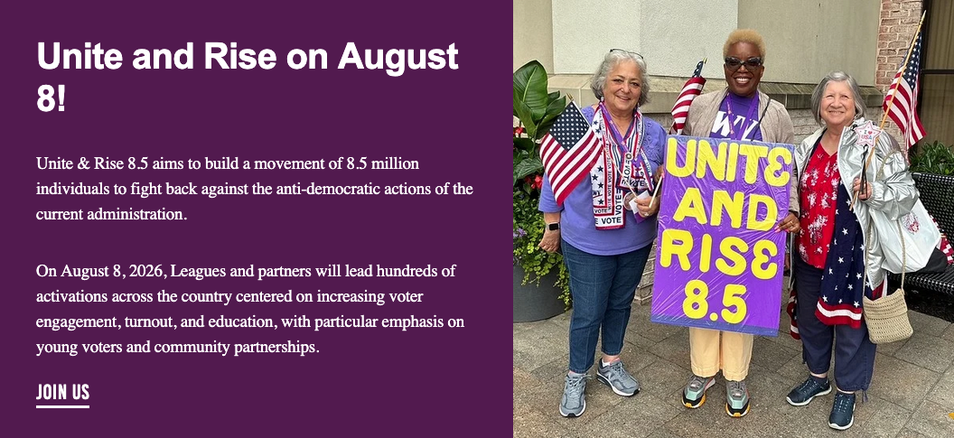 LWVUS Unite & Rise Day of Action August 8, 2026 events