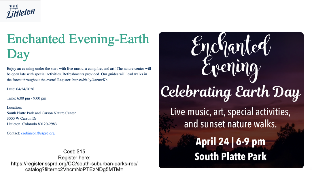 Featured Community Event: Littleton Earth Day - Enchanted Evening April 22, 2026 event