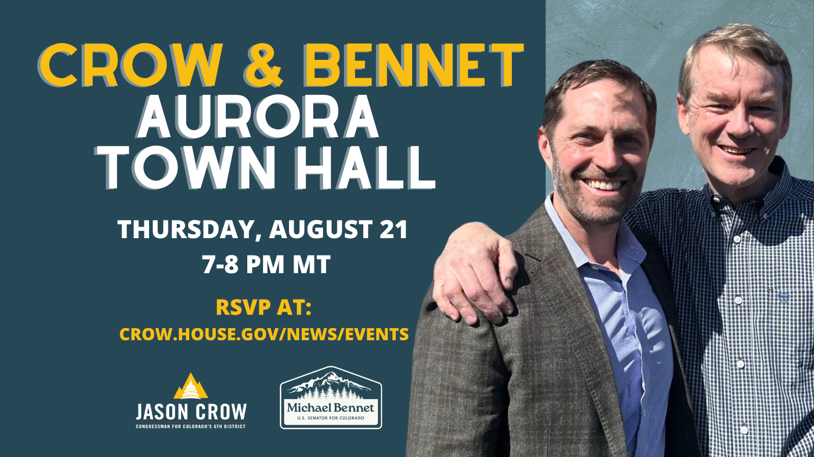 Town Hall with District 6 U.S. Rep Jason Crow and Sen. Michael Bennet August 21, 2025 event