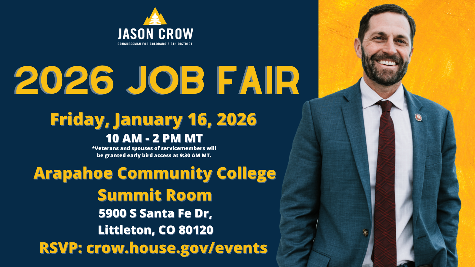 Featured Community Event: District 6 U.S. Rep Jason Crow Job Fair January 16, 2026 event