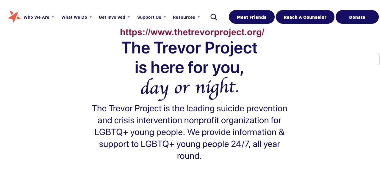 The Trevor Project supporting LGBTQ+ youth