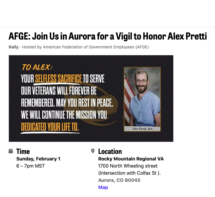 Featured Community Event: US Government Employees Vigil Honoring Alex Pretti