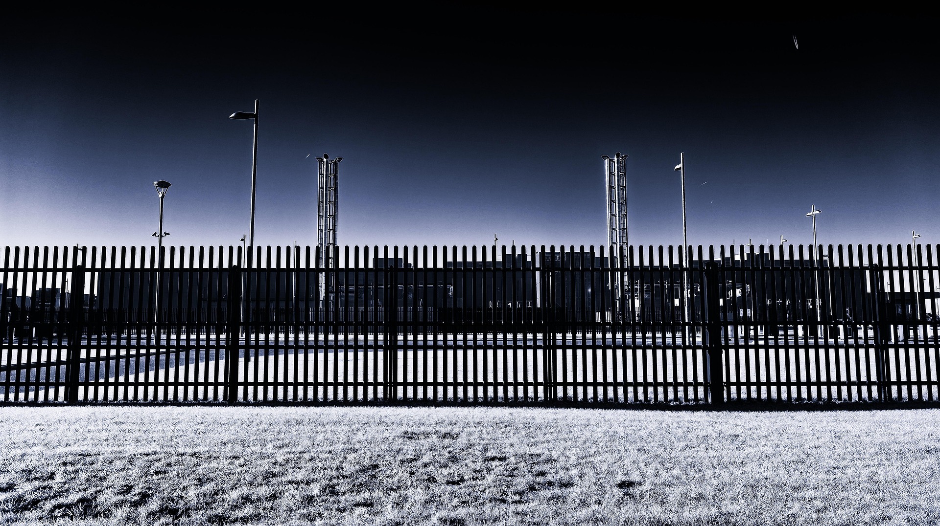 Data center exterior with fence