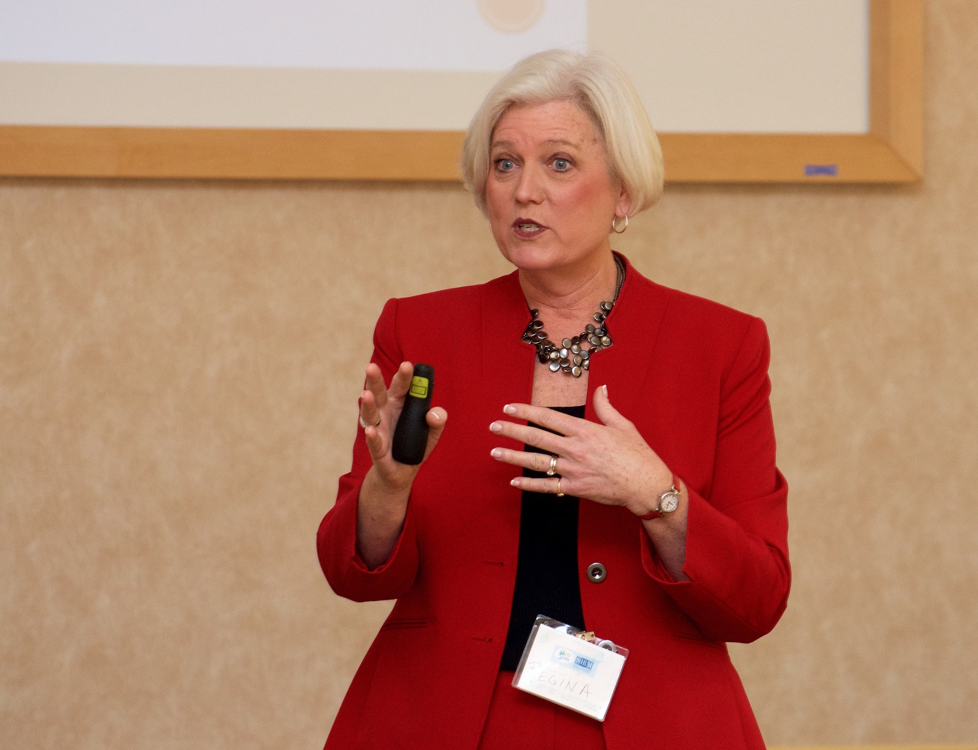 Woman speaking a meeting