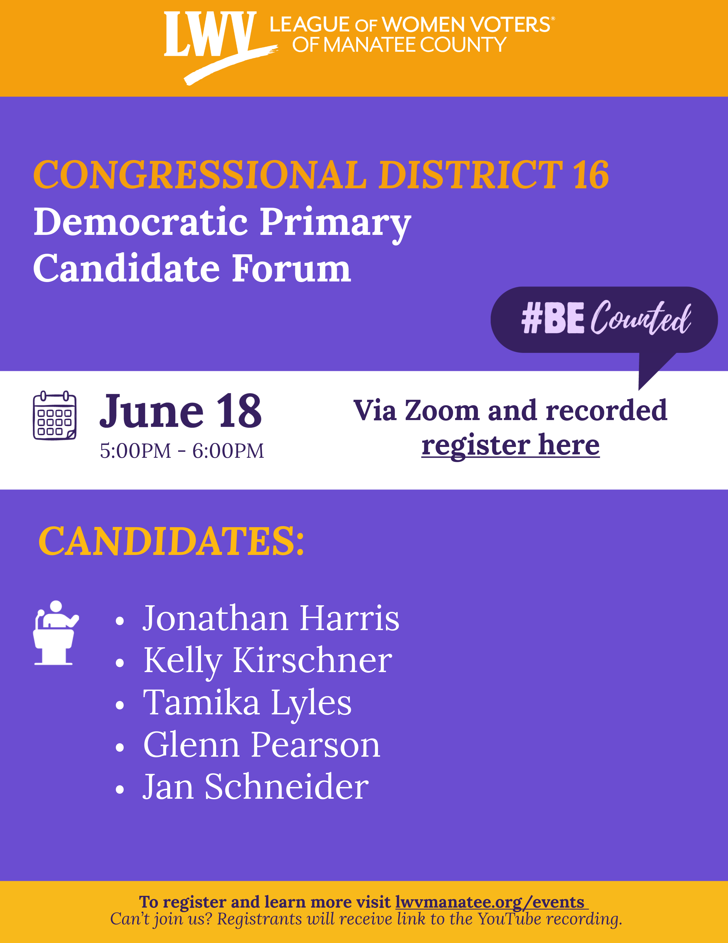 LWV Manatee 6/18 Congressional Primary Forum