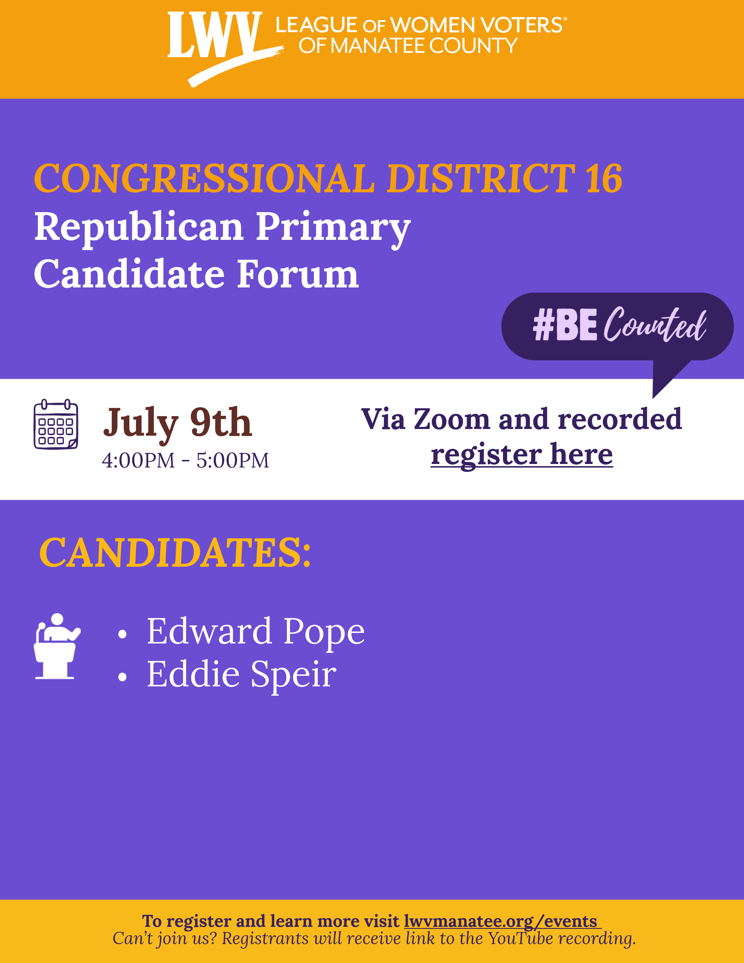 July 9th Republican Primary Congressional Forum
