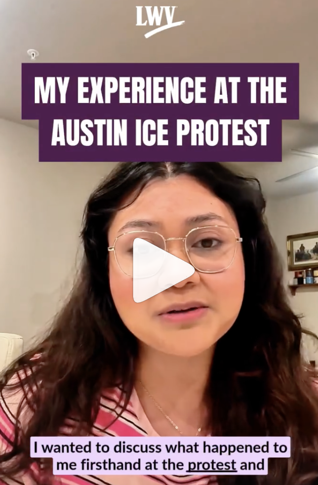 Young Hispanic woman "my experience at the Austin ice Protest
