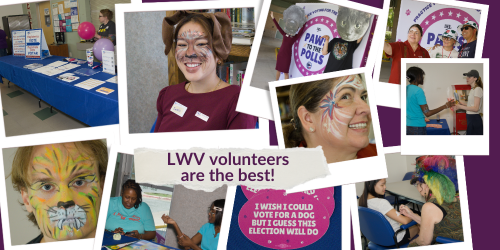 many photos of volunteers from PAWS to the Polls Manor