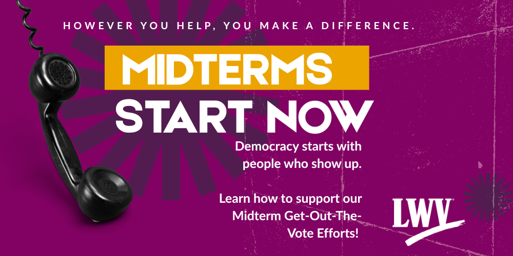 The Midterms Start Now  graphic with a phone and stars