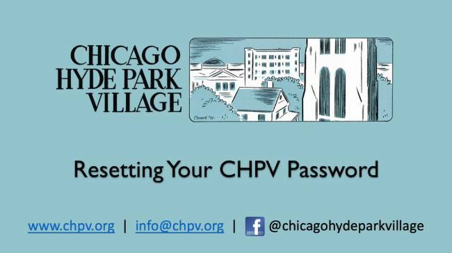 Tutorial title slide for Resetting Your CHPV Password