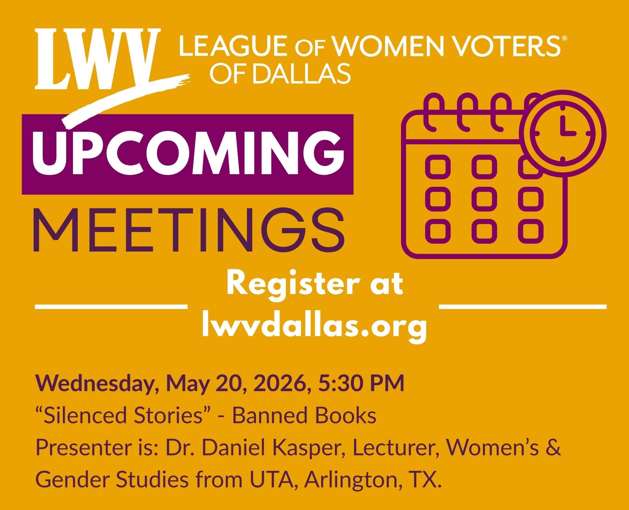 Upcoming Meetings April 20