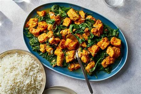 Sheet Pan Fish Tikka with Spinach