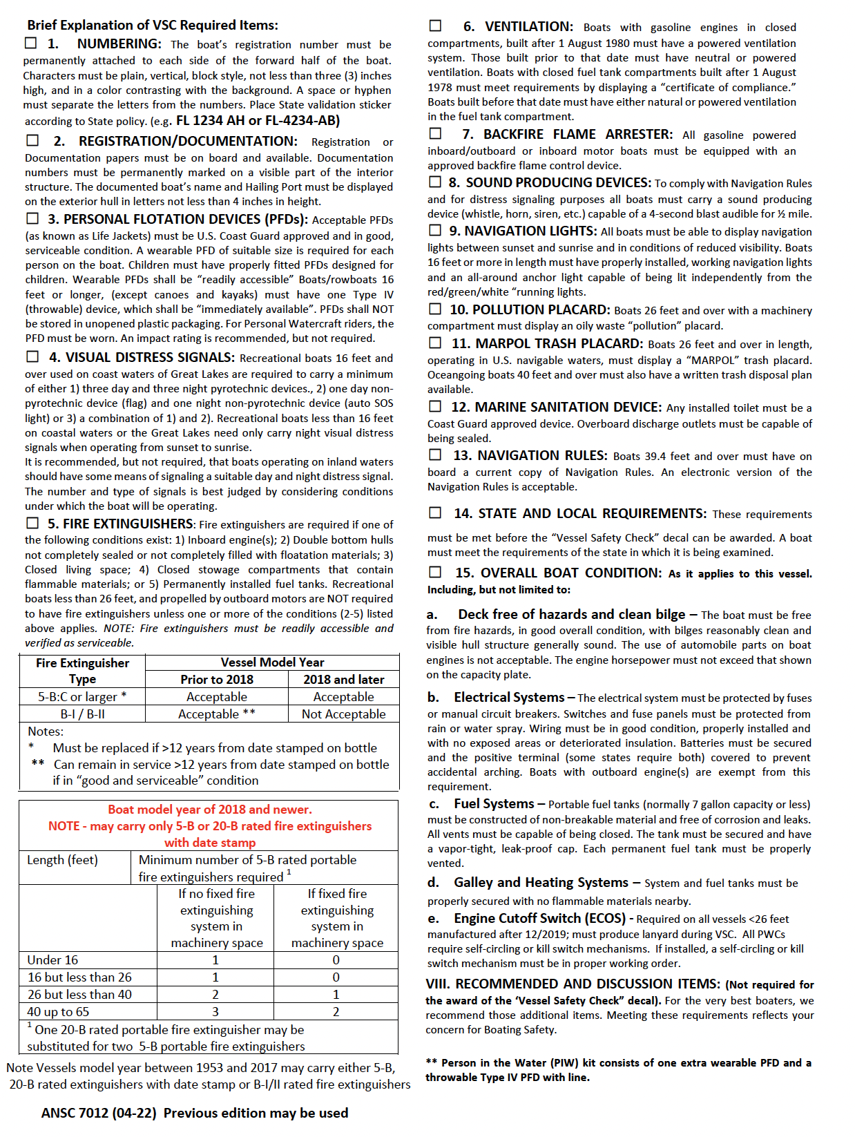 USCG Vessel Safety Check Page 2