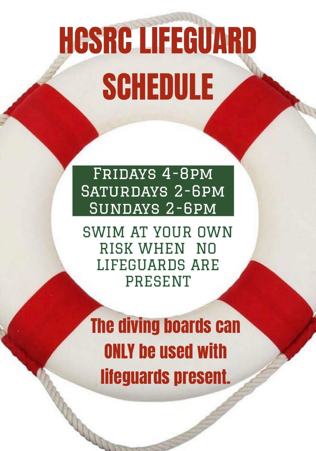 HCSRC Lifeguard Hours 2026