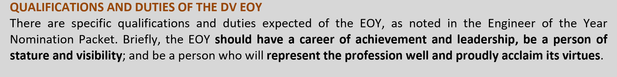 2027 DVEW Qualifications