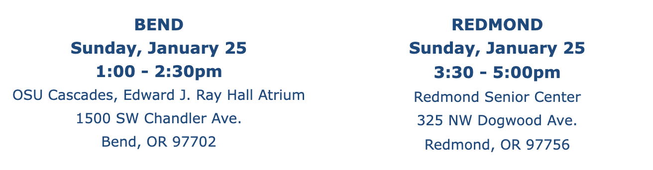 2026 Central OR Town Hall Series Locations