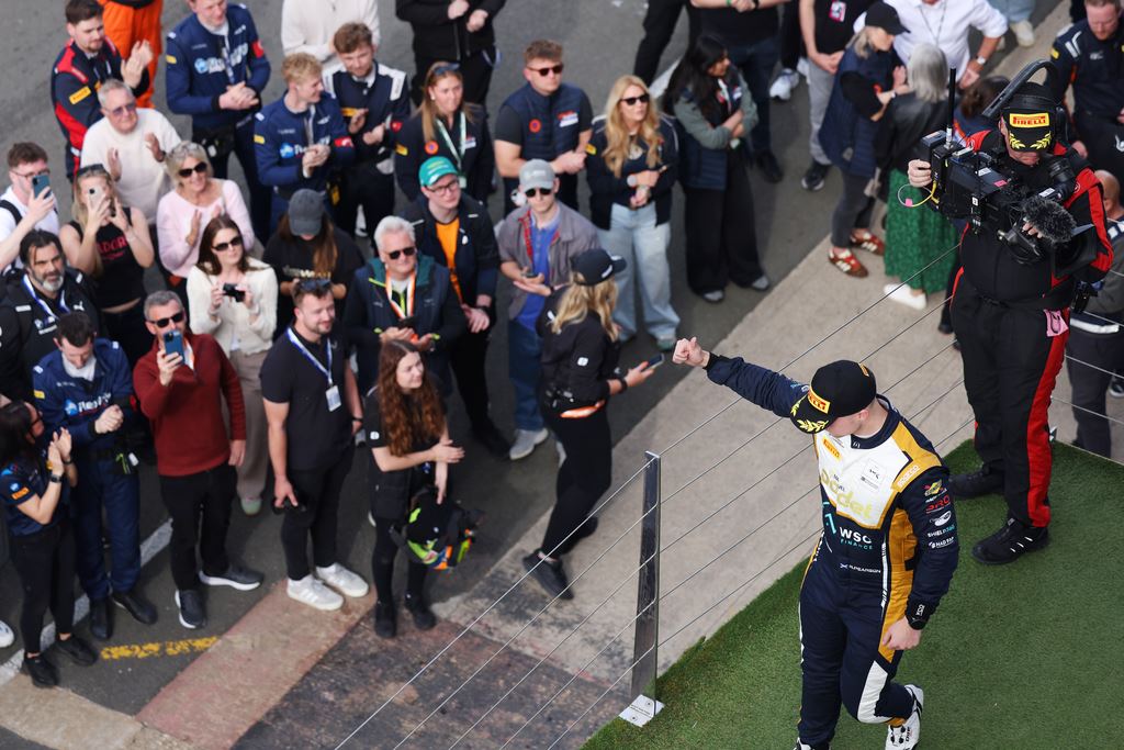 Ronan Pearson enjoying the podium celebrations