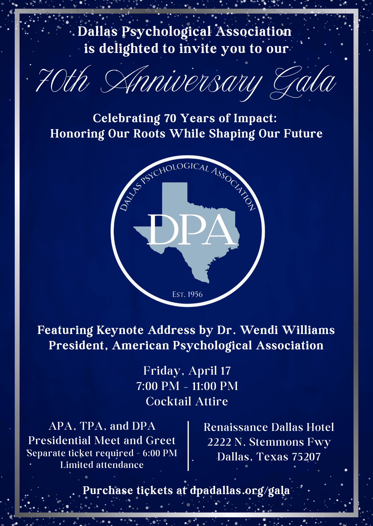 DPA 70th Anniversary Gala Invitation