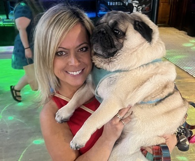 Member showing her dog