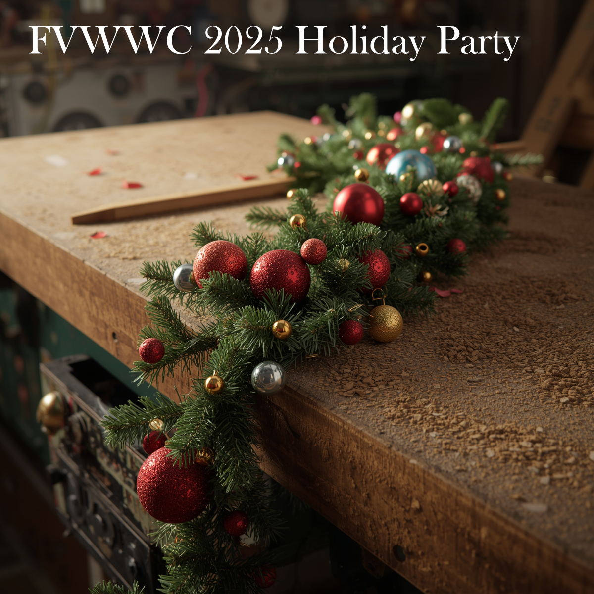 Dusty Bench with festive garland laying across it