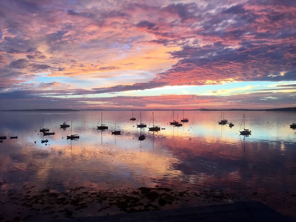 Bayside anchorage at sunset
