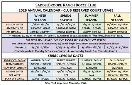 SBRBC 2026 Annual Calendar
