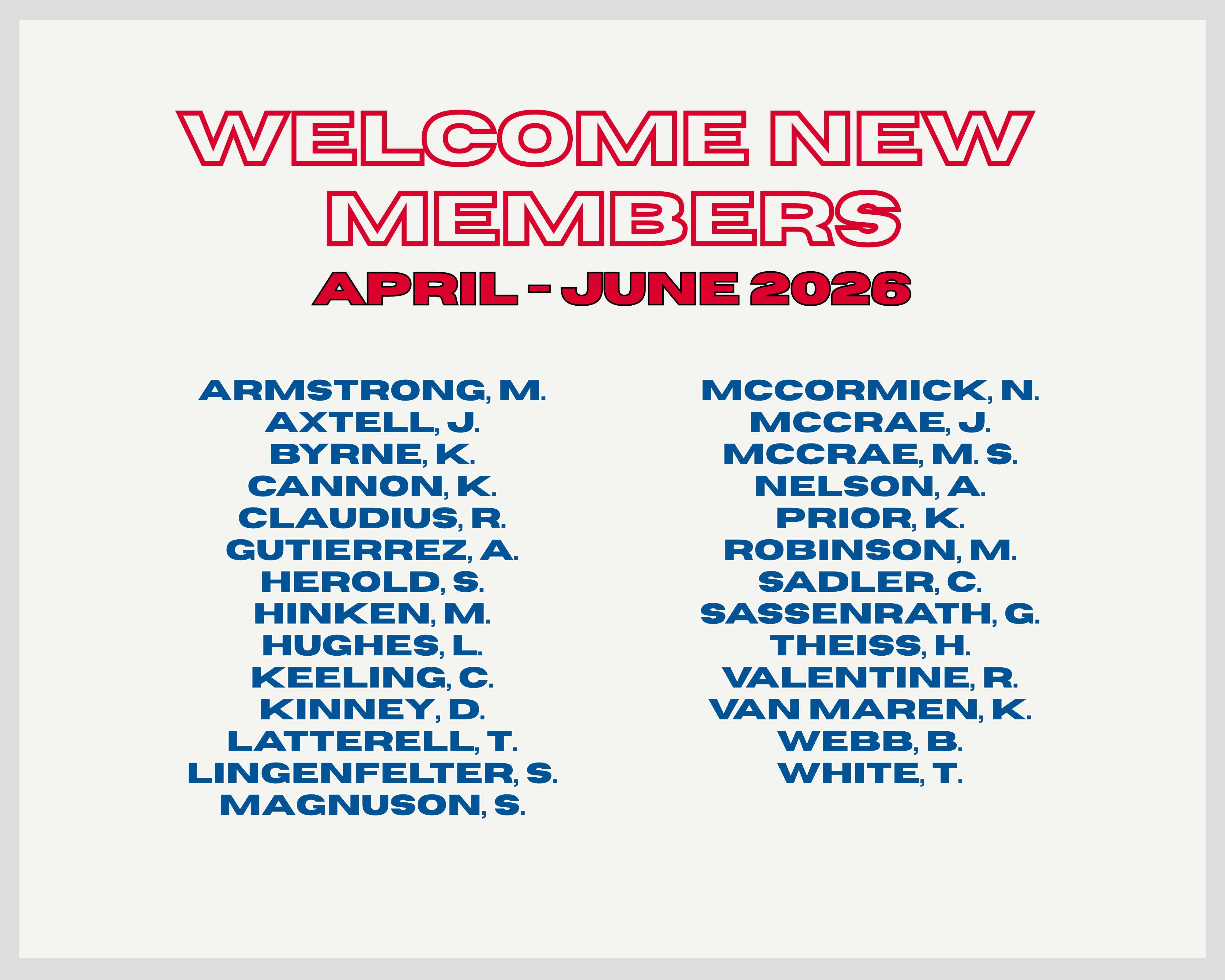 New Members 2nd Q 2026