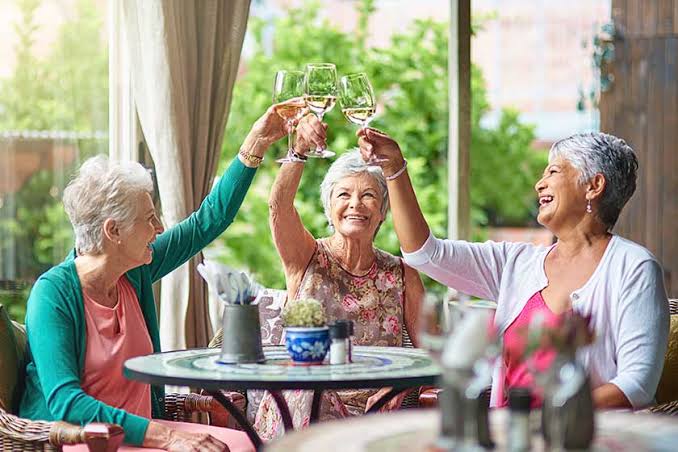 Women drinking wine