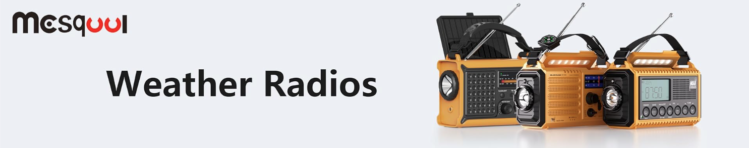 mesqool weather radio noaa approved hand crank solar usbc aaa batteries