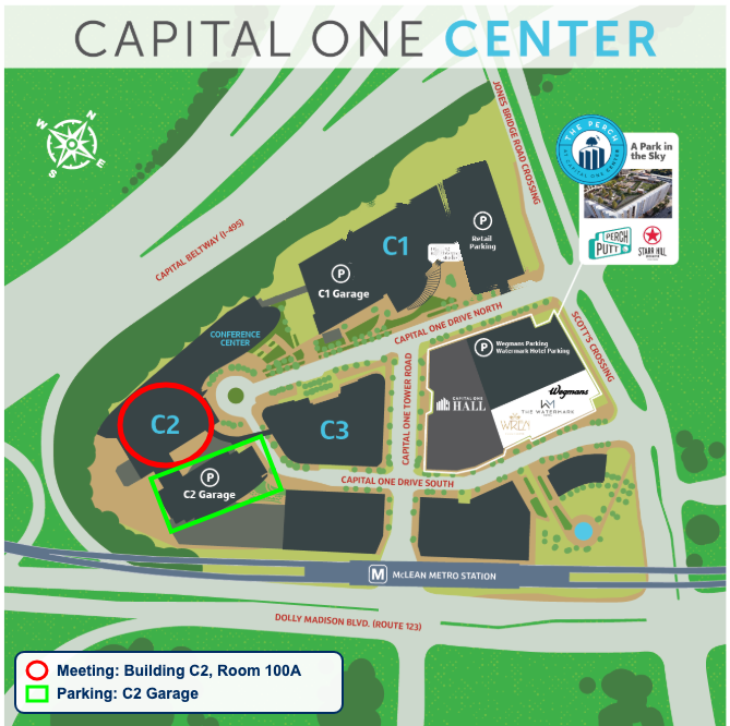 Capital One campus map showing the C2 building and the C2 Garage