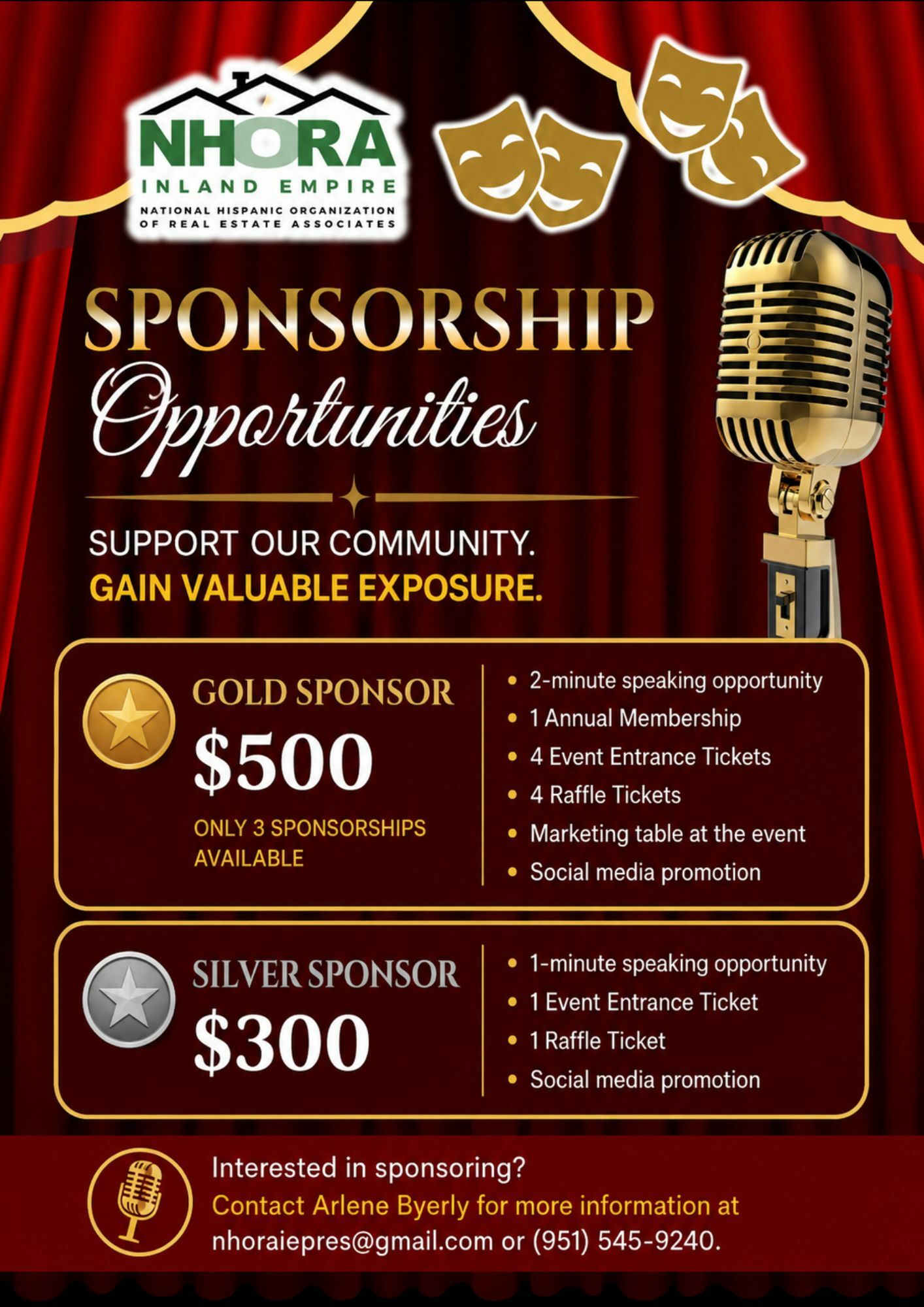 NHORA IE Comedy Fundraiser Sponsorship