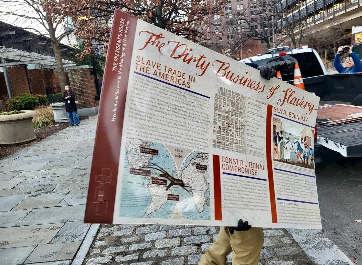 National Park Employees remove signage related to slavery from the President